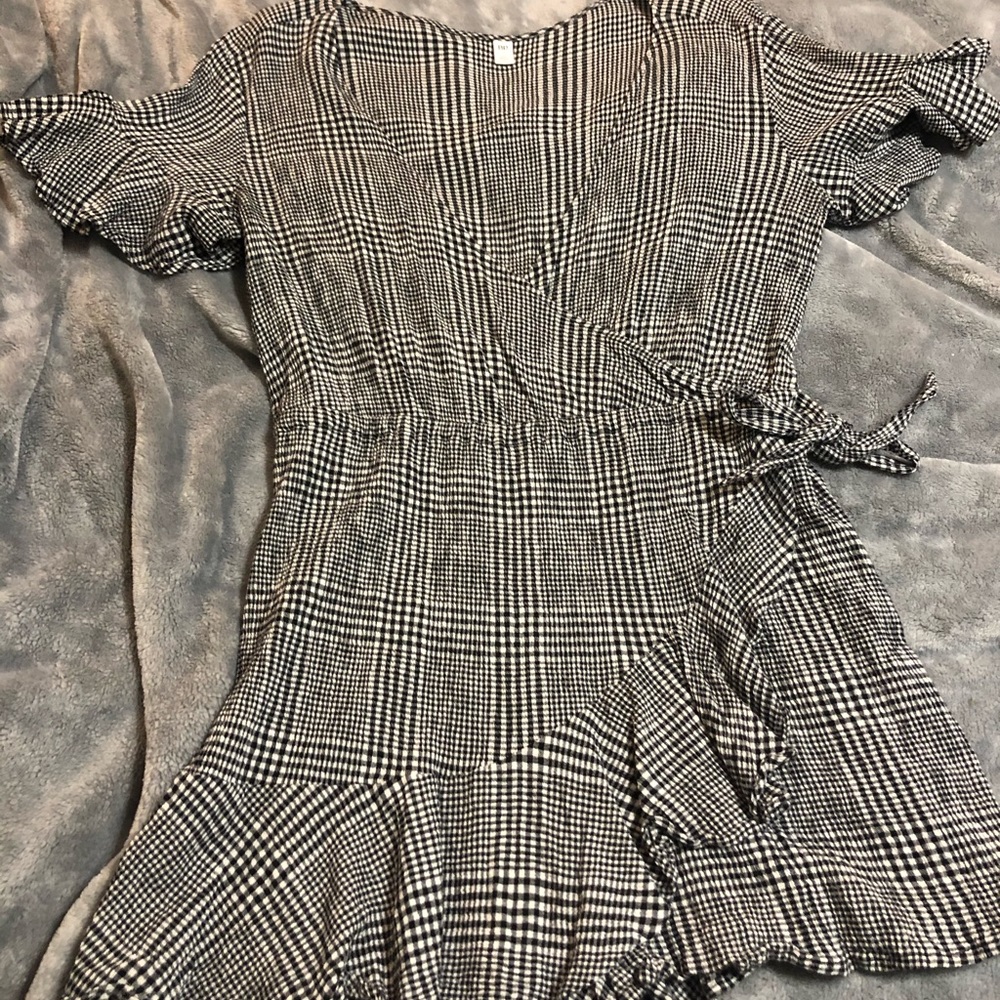 Black and white checkered romper